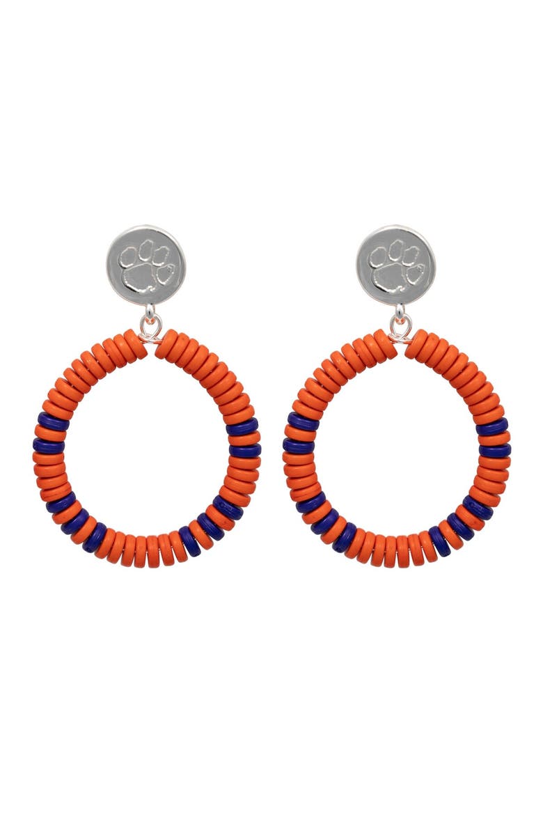 Clemson Tigers Raya Earrings, Main, color, Silver