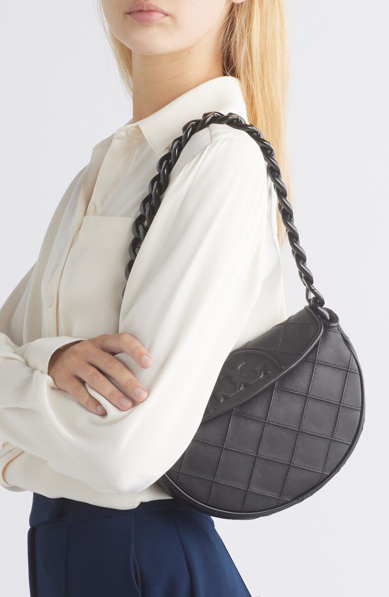 Tory Burch Mini Fleming Soft Crescent Shoulder Bag, Alternate, color,