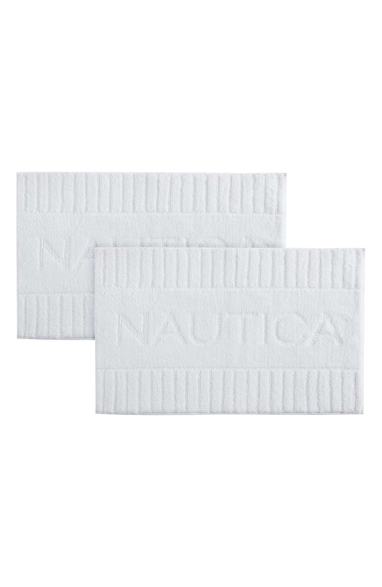 Nautica Logo Bath Rug, Main, color, White