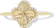 The Lovery Fine Jewelry Fluted Gold Diamond Clover Ring