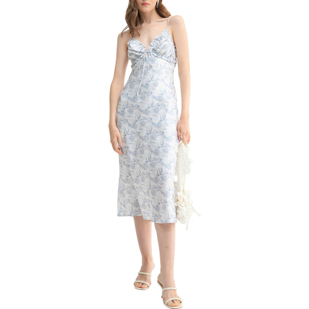 Lush Open Back Midi Dress In Blue