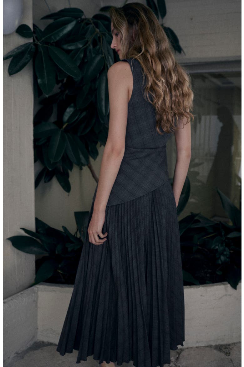 Asymmetric Check Sleeveless Top, Alternate, color, GREY