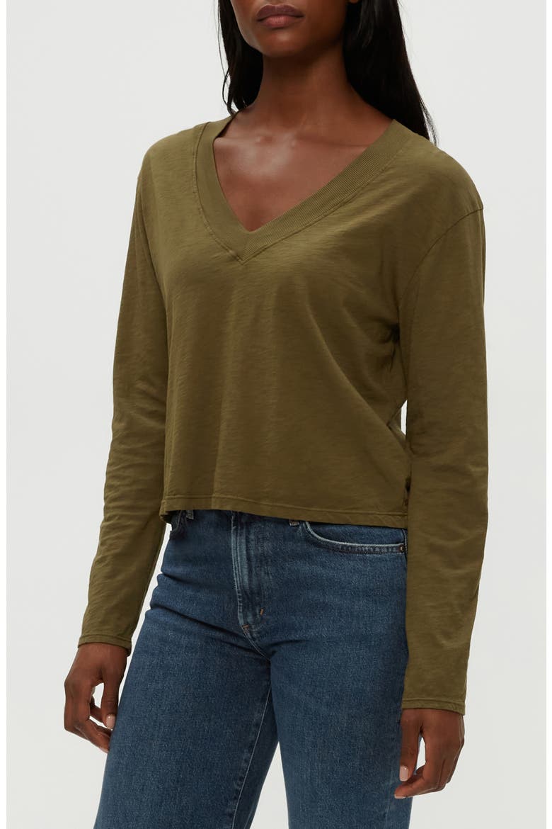 Brea V-Neck Supima Cotton Top, Alternate, color, TOPIARY