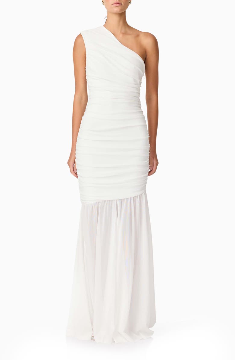 Elliatt Vinna Ruched One-Shoulder Gown, Main, color,