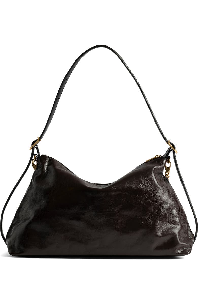 Zadig & Voltaire Jim Patent Leather Shoulder Bag, Alternate, color, Brownie