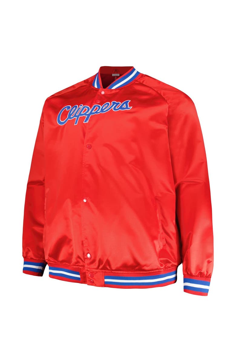 Mitchell & Ness Men's Mitchell & Ness Red LA Clippers Hardwood Classics Throwback Wordmark Raglan Full-Snap Jacket, Alternate, color, Red