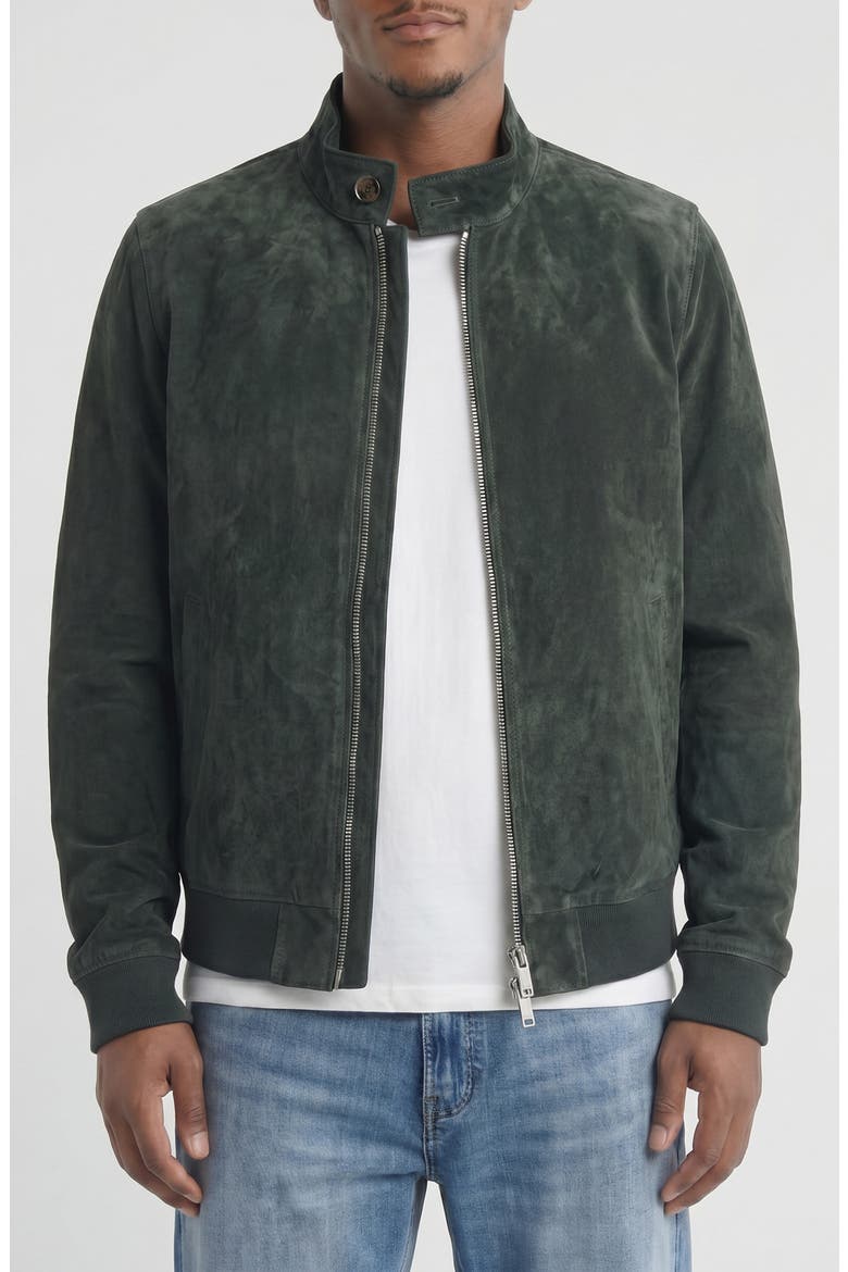 Genuine Suede Harrington Jacket, Main, color, BOTTLE GREEN