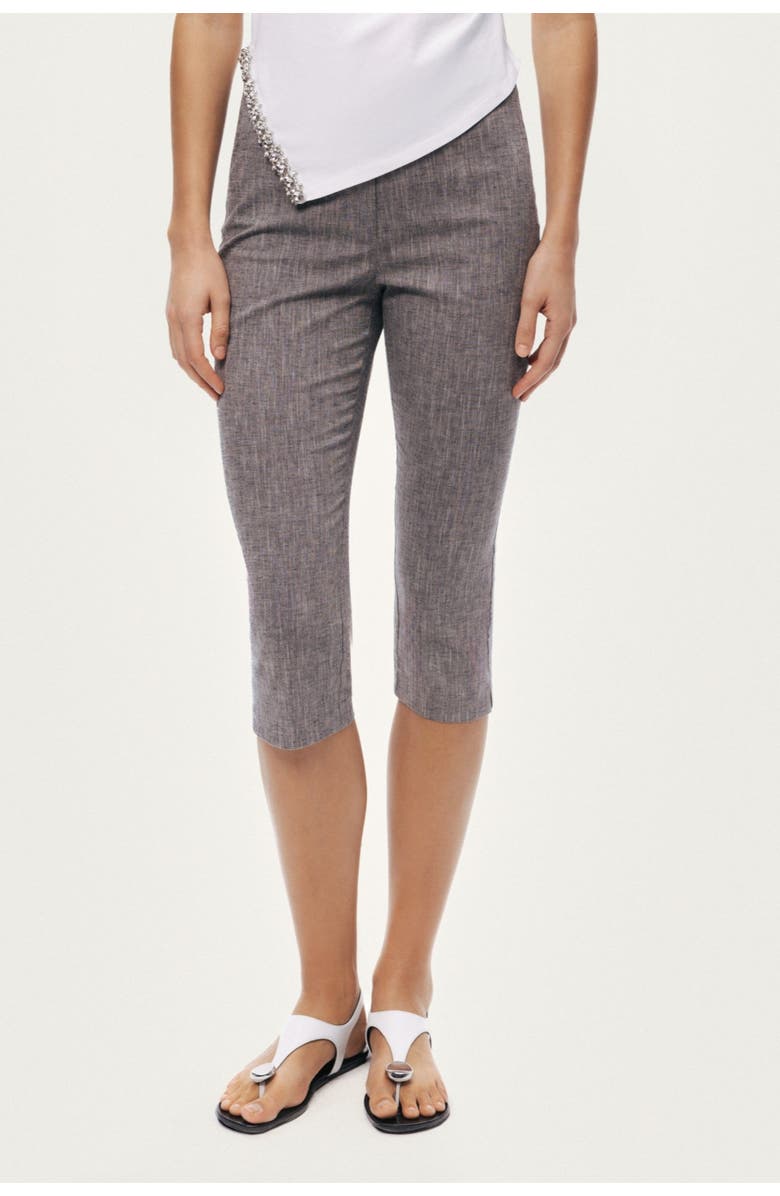 Nocturne Tailored Linen Blend Capri Pants, Main, color, Grey