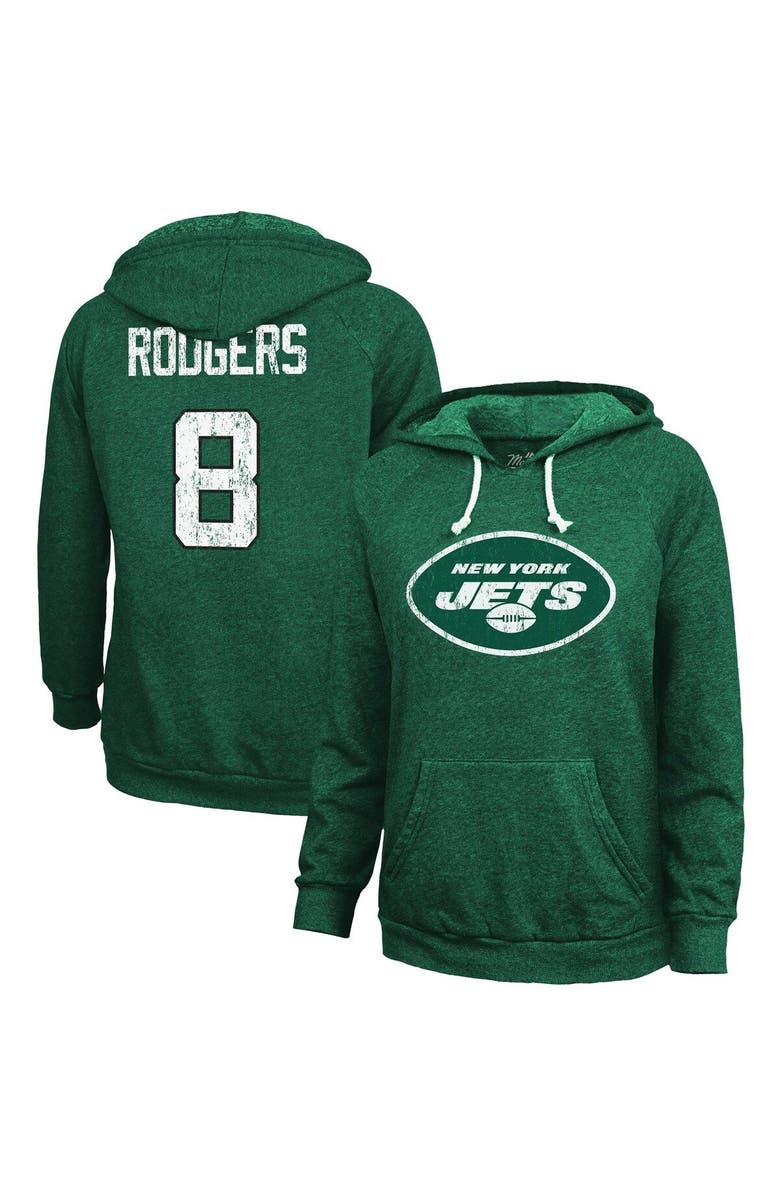 Majestic Threads Women's Majestic Threads Aaron Rodgers Green New York Jets Name & Number Tri-Blend Pullover Hoodie, Main, color,