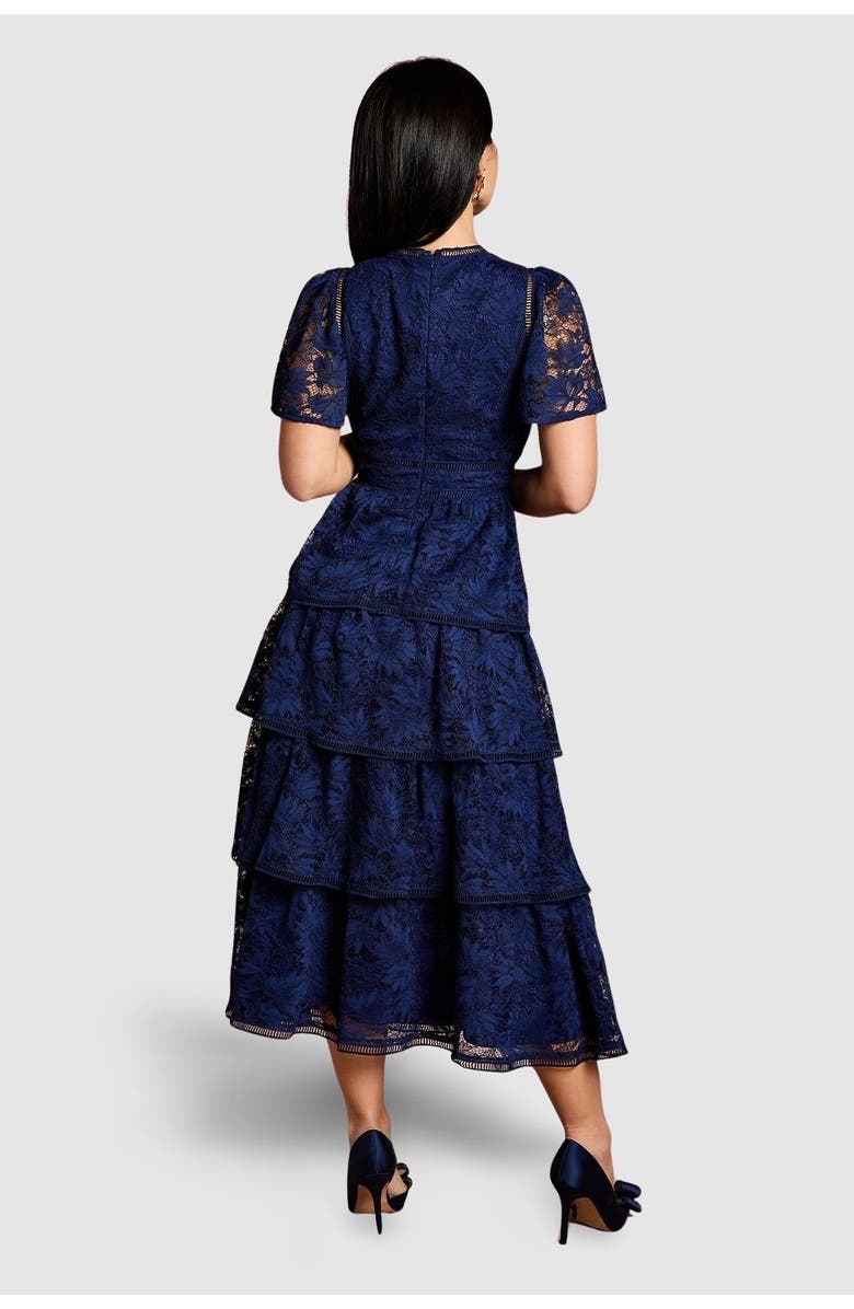 Coast Petite Tiered Lace Dress, Alternate, color, Navy