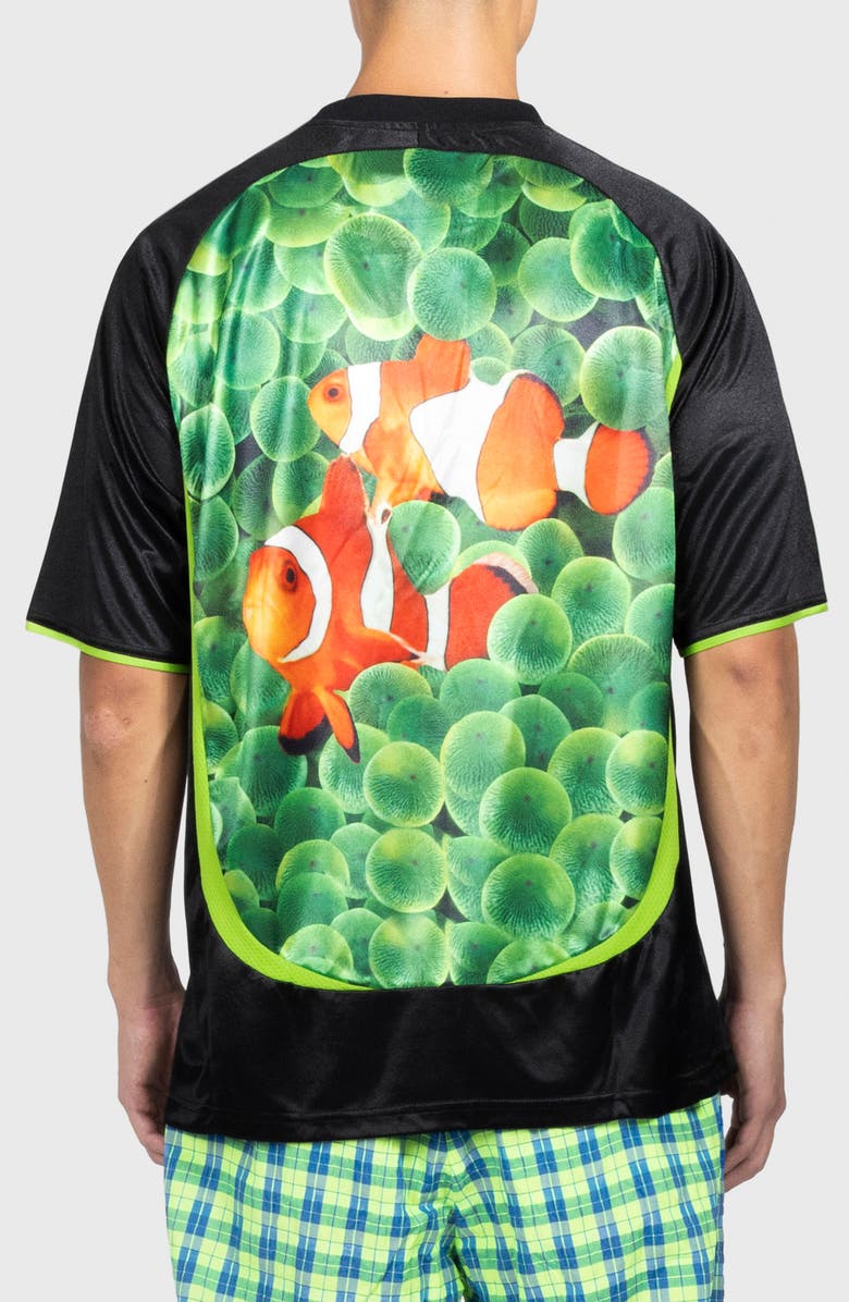 PLEASURES x Boiler Room Aqua Cotton Soccer Jersey, Alternate, color, Black