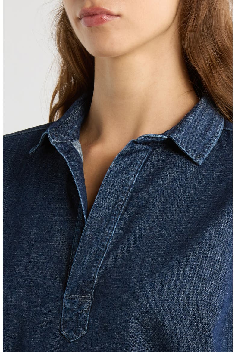 Denim Popover Top, Alternate, color, VINTAGE DARK WASH