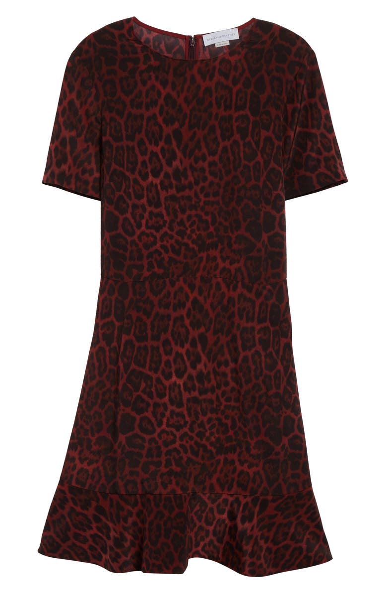 Stella McCartney Iconic Leopard Print Silk Minidress, Alternate, color, 6062 - Berry