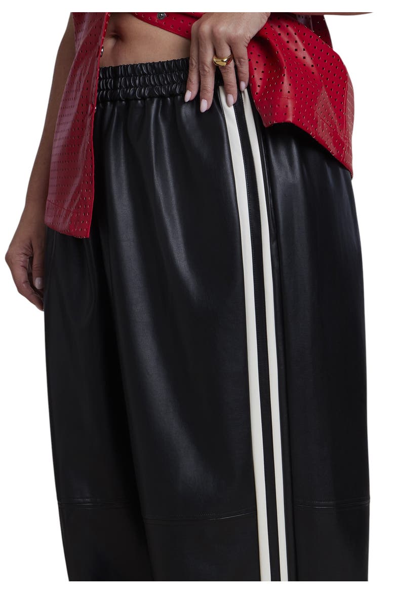 Faux Leather Pull On Track Pant (plus), Alternate, color, BLACK ONYX