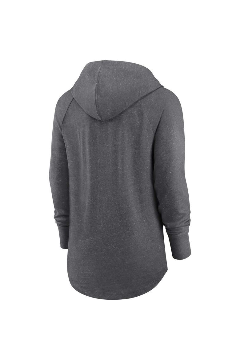 Women's Nike Heather Charcoal Green Bay Packers Raglan Funnel Neck Pullover Hoodie, Alternate, color, Heather Charcoal