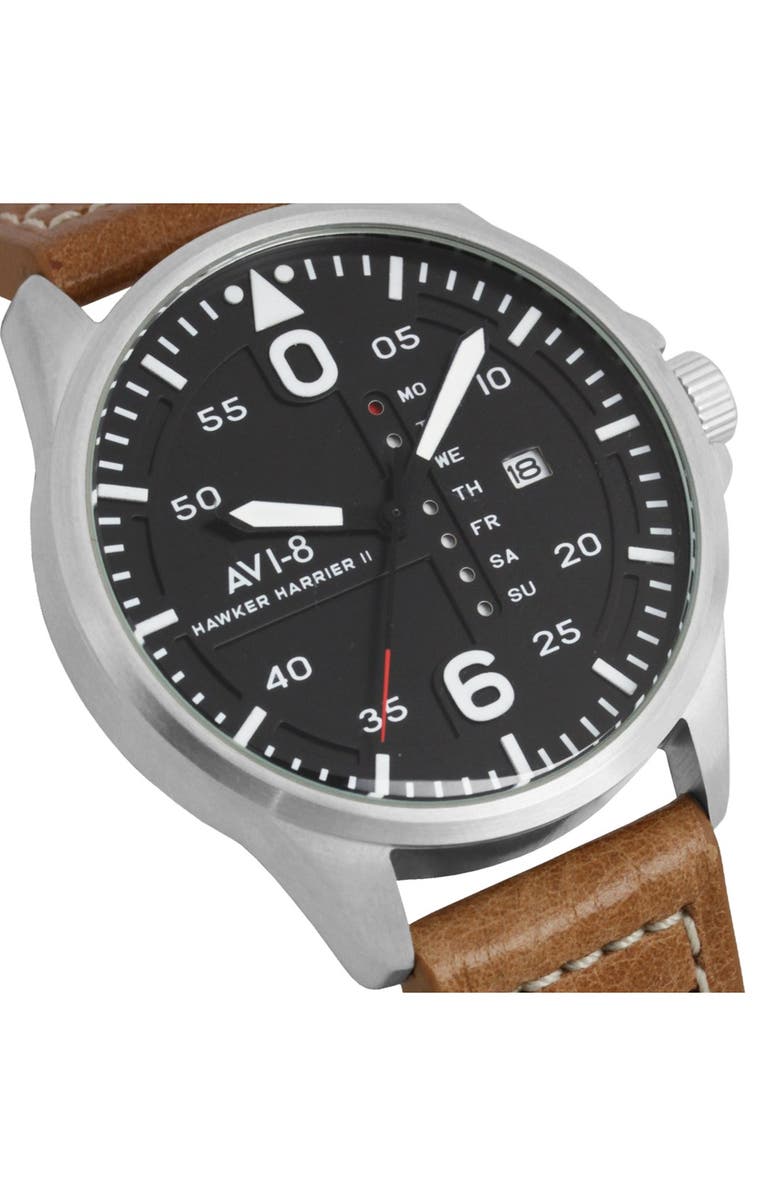 AVI-8 'Hawker Harrier II' Leather Strap Watch, 45mm, Alternate, color,