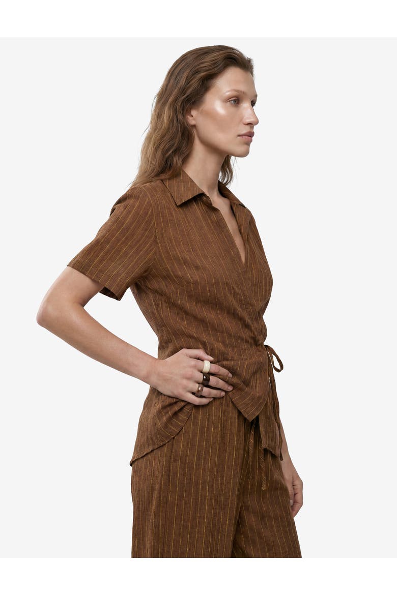 Flowy Straight Wide Leg Striped Pants, Alternate, color, BROWN STRIPE