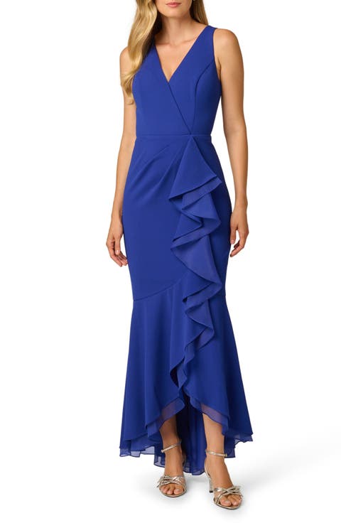 Ruffle Crepe Mermaid Gown