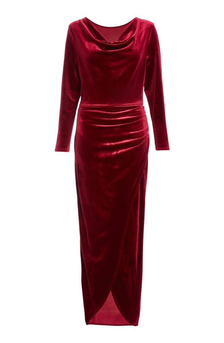 QUIZ Velvet Cowl Long Sleeve Maxi Dress, Alternate, color, 
