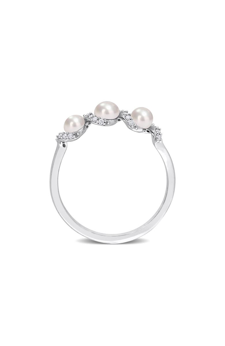DELMAR 14K White Gold 3.5–4mm Cultured Freshwater Pearl & Diamond Ring - 0.10ct., Alternate, color, 