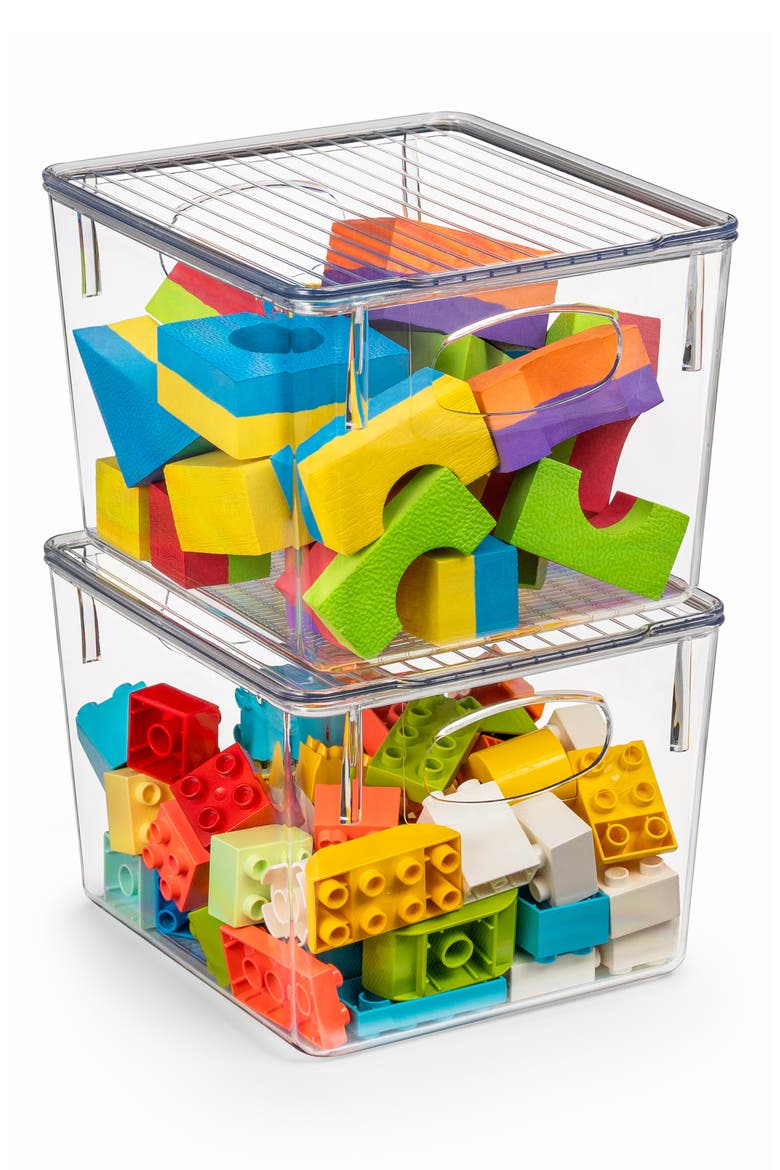 2-Pack Medium Toy Organizer Clear Plastic Storage Bins, Main, color, CLEAR