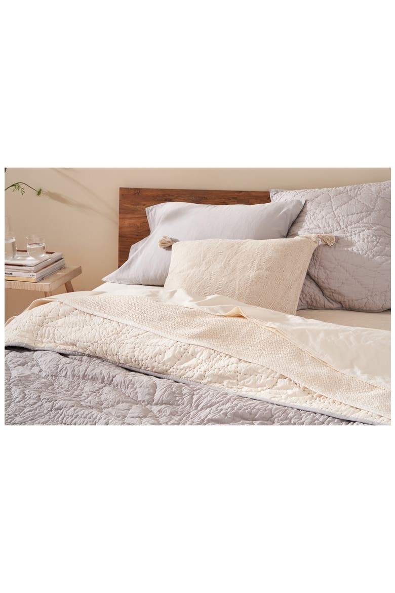 Manzanita Hand Stitched Organic Cotton Quilt, Alternate, color, PEWTER