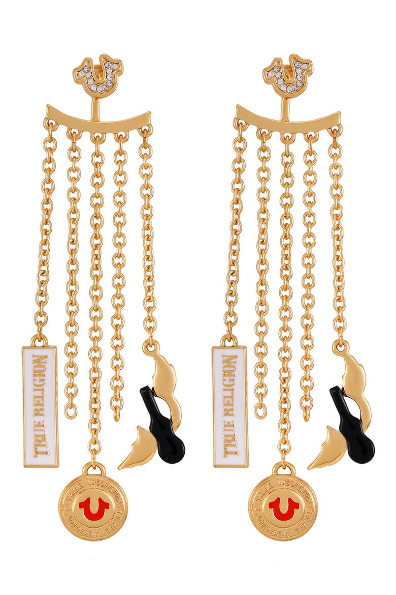 Logo Chain Drop Earrings, Alternate, color, GOLD TONE