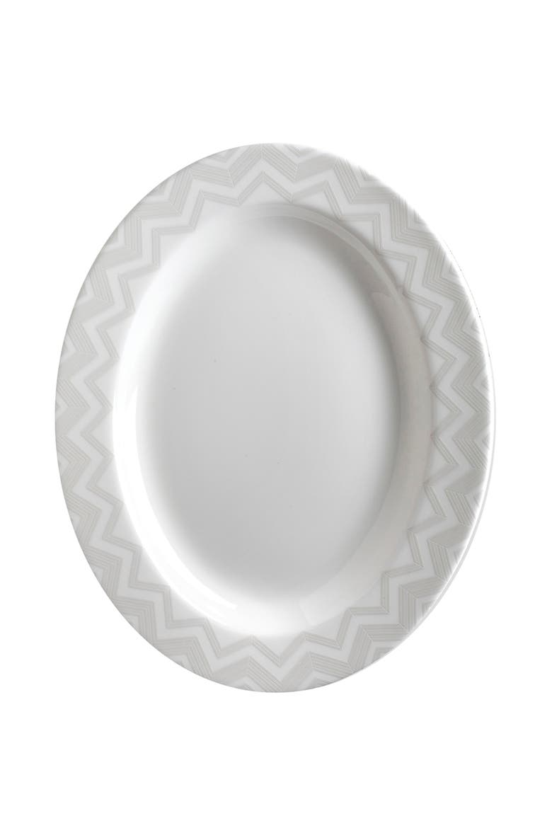 Oval Dish ZIG ZAG  White diam. 14", Main, color, White