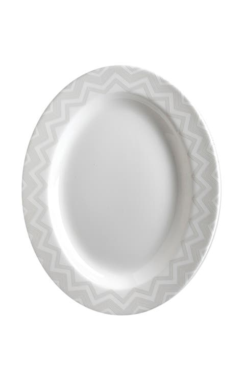Oval Dish ZIG ZAG  White diam. 14"