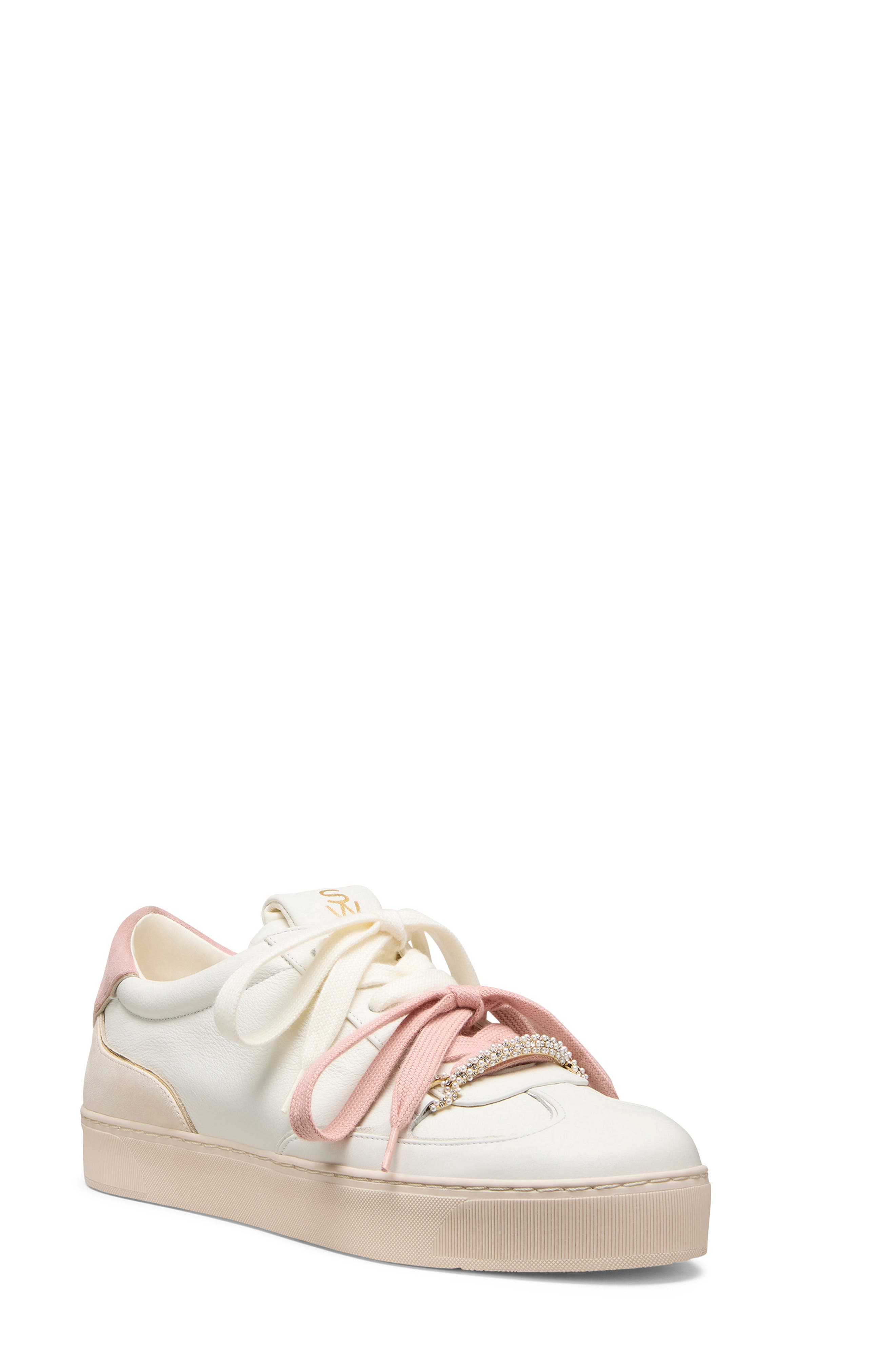 Stuart Weitzman Colton Sneaker, Main, color, Cream/ Linen/ Ballet