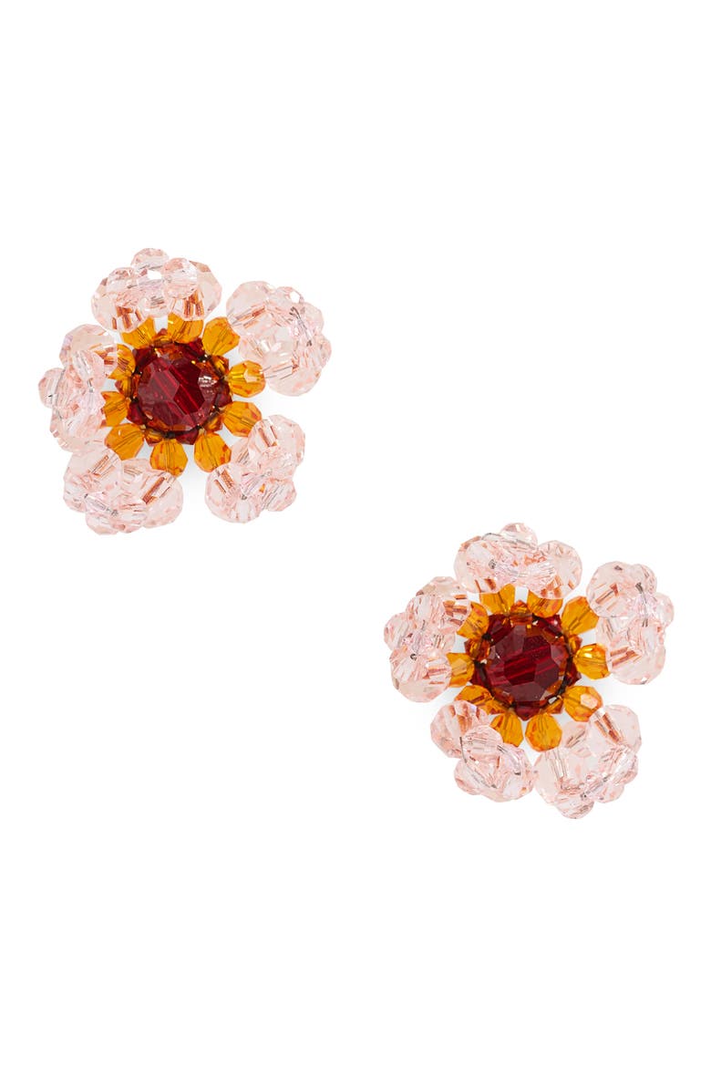 Crystal Flower Earrings, Main, color, PINK MULTI