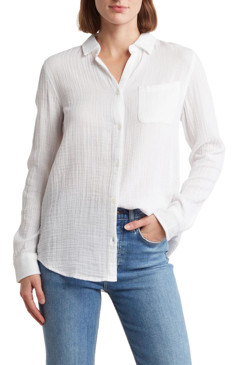 beachlunchlounge Alessia Long Sleeve Cotton Button-Up Shirt, Main, color,