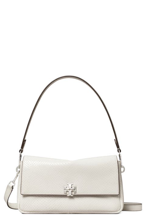 Small Charlie Snakeskin Embossed Leather Shoulder Bag