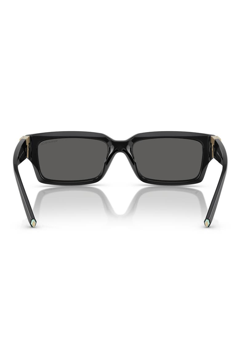 56mm Rectangular Sunglasses, Alternate, color, BLACK