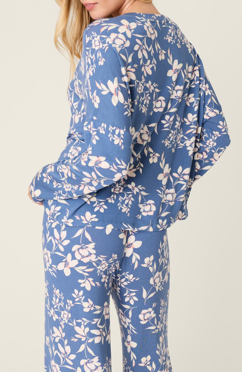 PJ Salvage Flora Dreams Long Sleeve Pajama Top, Alternate, color, Moonlight Blue