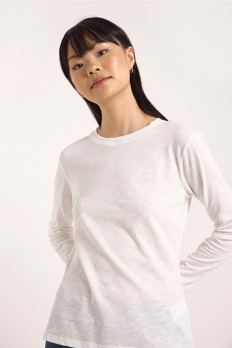 Long Sleeve Cotton Crew Neck T-shirt, Alternate, color, White