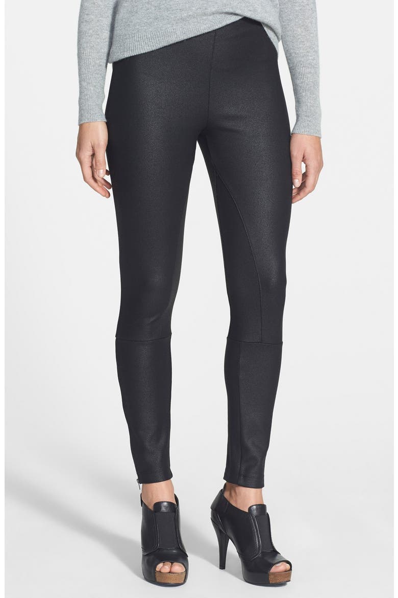 Lyssé 'Simone' Coated Ponte Knit Control Top Leggings, Alternate, color, BLACK