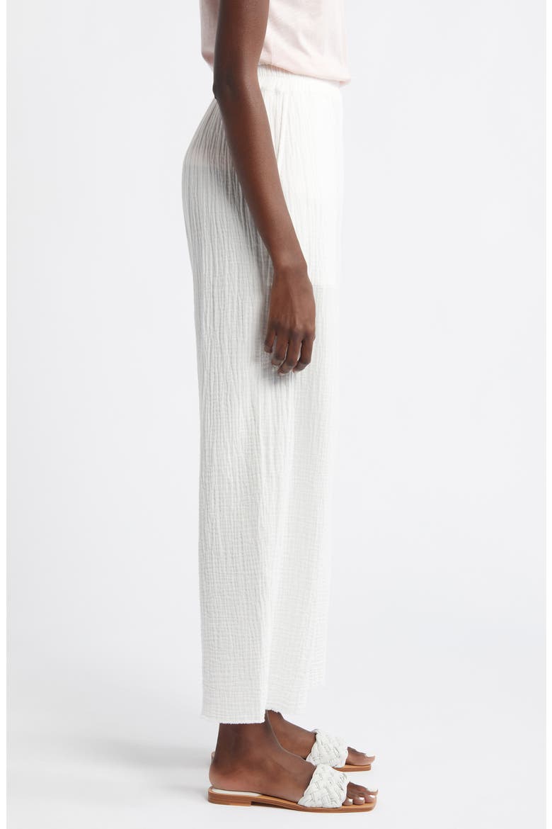 Leon Crinkled Organic Cotton Crop Pants, Alternate, color, WHITE