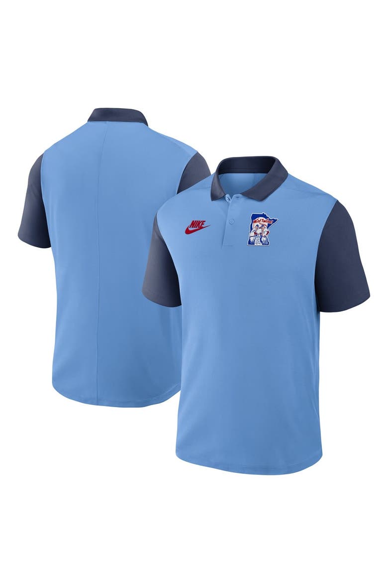 Men's Nike Light Blue/Navy Minnesota Twins Cooperstown Collection Color-Block Victory Performance Polo, Main, color, Light Blue