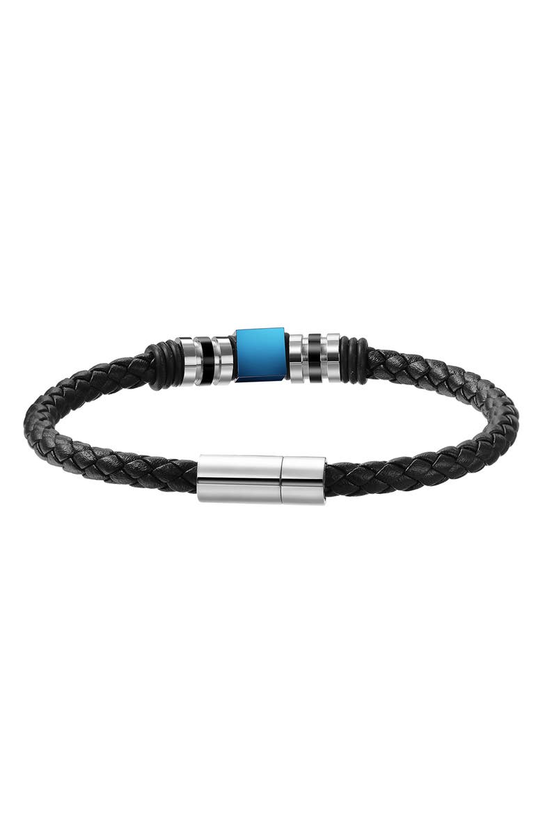 VAN HEUSEN Men's Ornament Leather Bracelet, Alternate, color, Blue