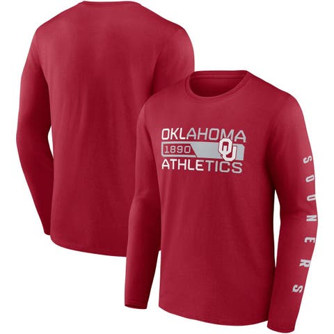 Men's Fanatics Branded Crimson Oklahoma Sooners Broad Jump 2-Hit Long Sleeve T-Shirt
