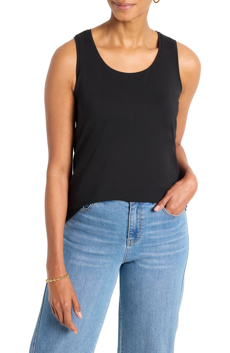 NIC+ZOE Perfect Stretch Cotton Knit Tank, Main, color, Black Onyx