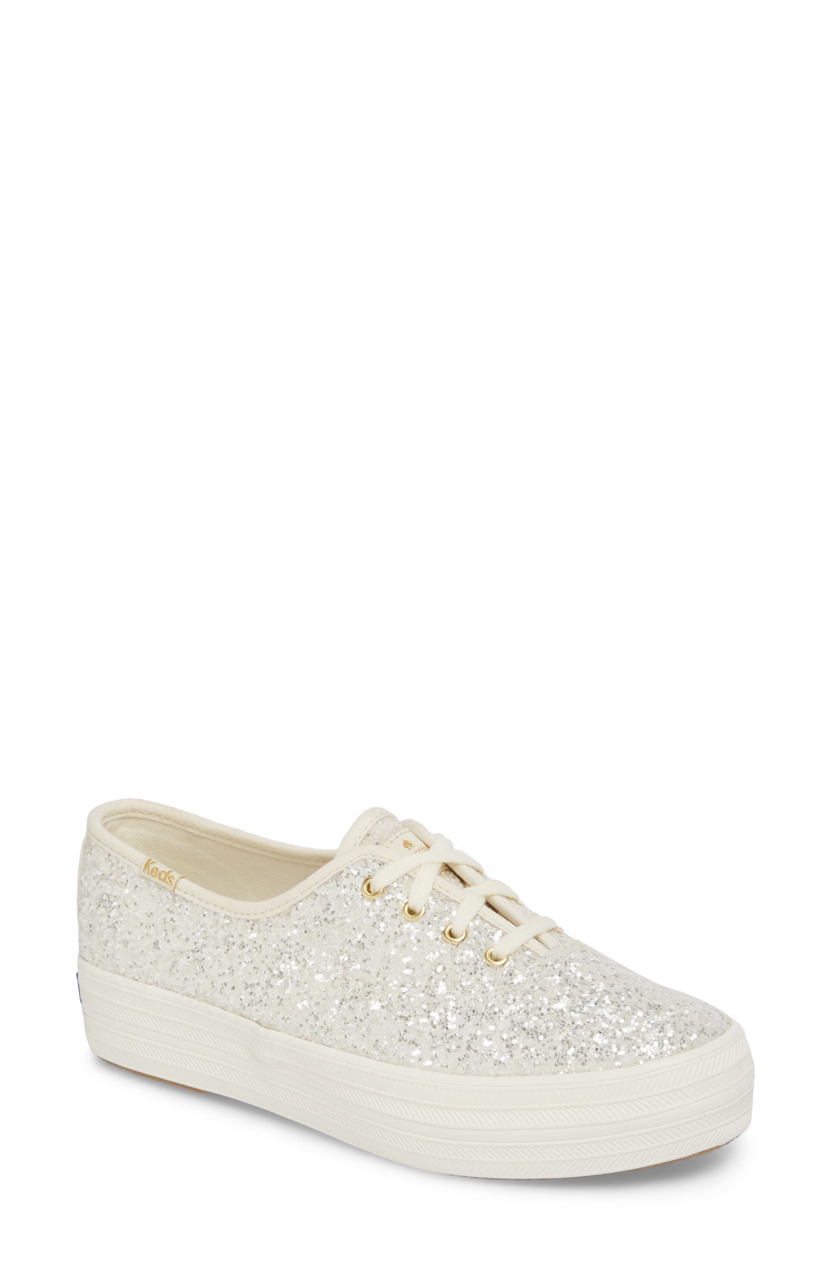 triple decker glitter sneaker, Main, color, CREAM