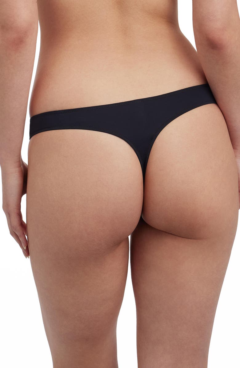 Skarlett Blue Entice Lace Front Thong, Alternate, color, Black/Midnight