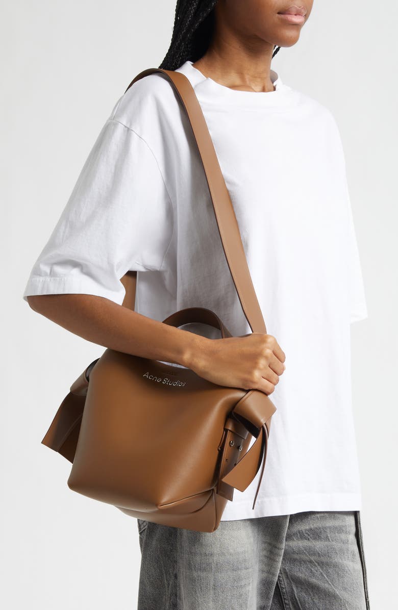 Acne Studios Mini Musubi Leather Shoulder Bag, Alternate, color, Camel Brown