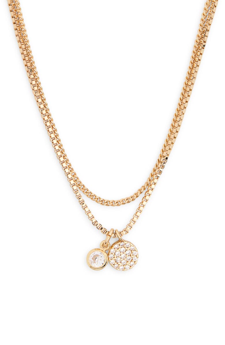 Ettika Dainty Pavé Disc Chain Necklace, Alternate, color, Gold