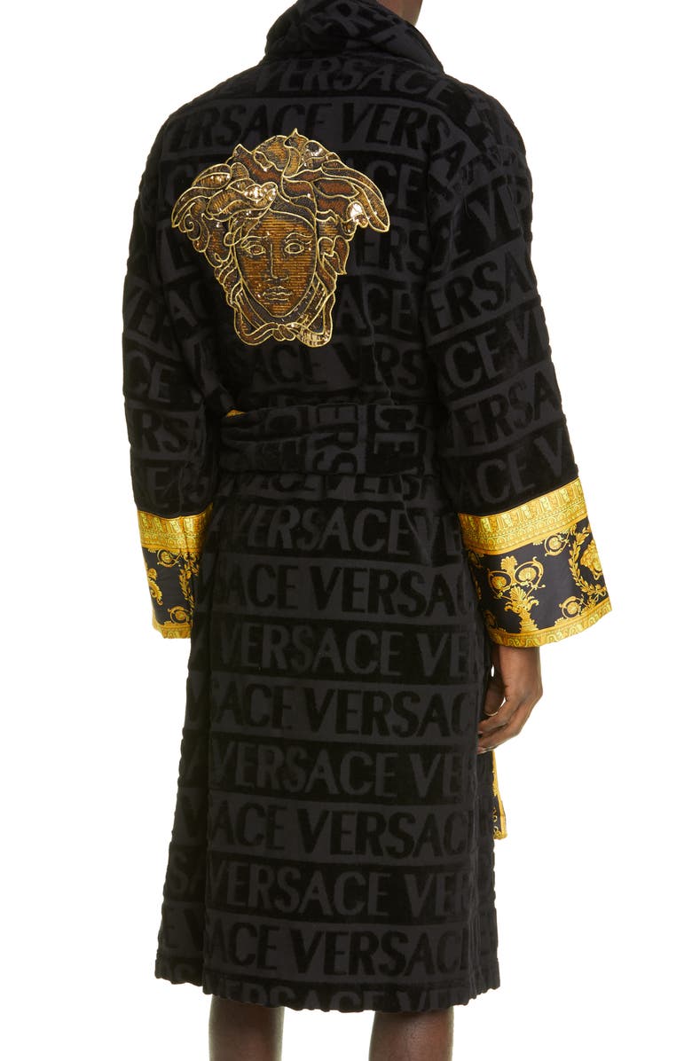 Versace Logomania Bath Robe, Alternate, color, 