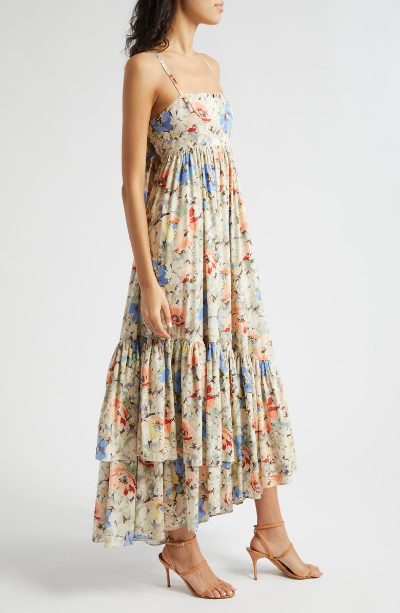 Hailey Painted Garden Cotton Blend High-Low Dress