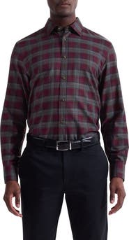Bugatchi Karl Shaped Fit Plaid Cotton & Cashmere Button-Up Shirt