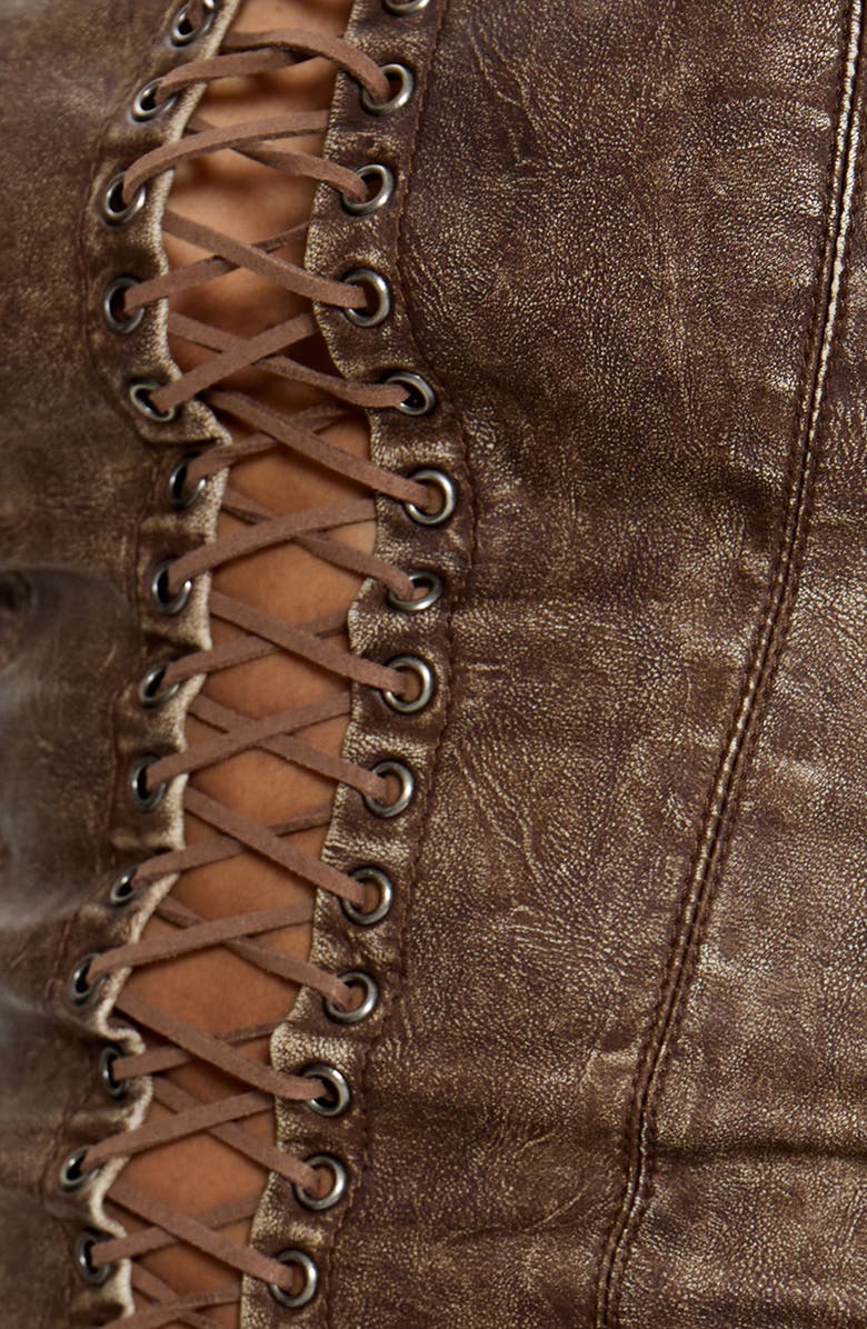 JADED LONDON Odile Faux Leather Lace-Up Corset, Alternate, color, Brown